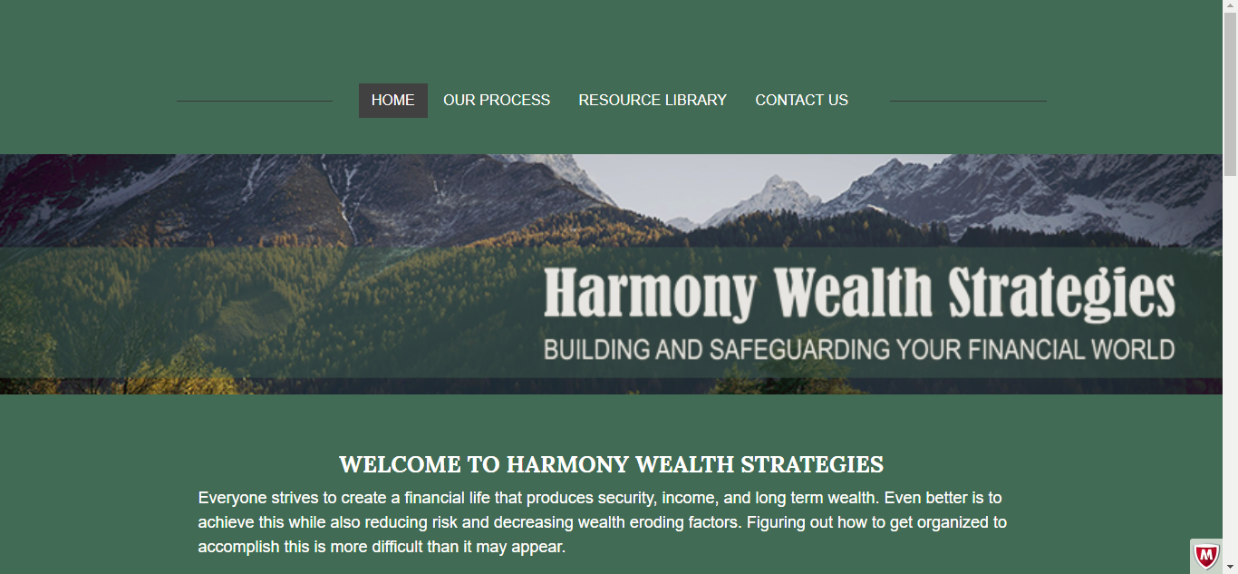 Tonsha Website Design for Harmony Wealth Strategies